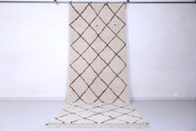 Moroccan custom beni ourain rug - Cream wool with diamond design