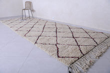 Moroccan custom beni ourain rug - Cream wool with diamond design