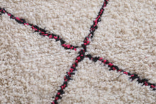 Moroccan custom beni ourain rug - Cream wool with diamond design