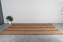 Large Tuareg Rug 7.3 x 13.1 ft – Handwoven Beige Tribal Mat with Red Brown Geometric Stripes