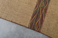 Large Tuareg Rug 7.3 x 13.1 ft – Handwoven Beige Tribal Mat with Red Brown Geometric Stripes