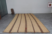 Large Tuareg Rug 8.6 x 14 FT – Handwoven Beige Desert Mat with Red Tribal Stripes