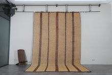 Large Tuareg Rug 8.6 x 14 FT – Handwoven Beige Desert Mat with Red Tribal Stripes