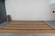 Large Tuareg Rug 8.6 x 14 FT – Handwoven Beige Desert Mat with Red Tribal Stripes