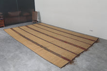 Large Tuareg Rug 8.6 x 14 FT – Handwoven Beige Desert Mat with Red Tribal Stripes