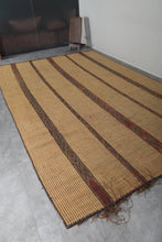 Large Tuareg Rug 8.6 x 14 FT – Handwoven Beige Desert Mat with Red Tribal Stripes