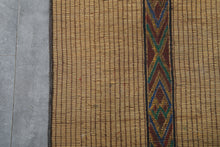 Large Tuareg Rug 8.6 x 14 FT – Handwoven Beige Desert Mat with Red Tribal Stripes
