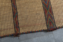 Large Tuareg Rug 8.6 x 14 FT – Handwoven Beige Desert Mat with Red Tribal Stripes