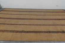 Large Tuareg Rug 8.6 x 14 FT – Handwoven Beige Desert Mat with Red Tribal Stripes