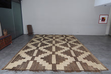 Large Tuareg Rug 10.3 x 15 ft – Handwoven Beige Brown Geometric Desert Mat