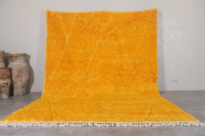 Vibrant Yellow Handmade Moroccan Rug - Custom Wool Area Rug