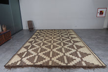 Extra Large Tuareg Rug 9.7 x 15 ft – Handwoven Geometric Desert Mat in Natural Reed and Leather