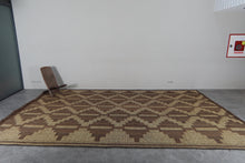 Extra Large Tuareg Rug 9.7 x 15 ft – Handwoven Geometric Desert Mat in Natural Reed and Leather