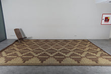 Extra Large Tuareg Rug 9.7 x 15 ft – Handwoven Geometric Desert Mat in Natural Reed and Leather