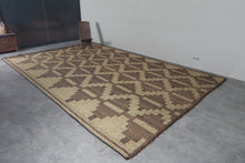 Extra Large Tuareg Rug 9.7 x 15 ft – Handwoven Geometric Desert Mat in Natural Reed and Leather