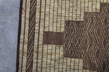 Extra Large Tuareg Rug 9.7 x 15 ft – Handwoven Geometric Desert Mat in Natural Reed and Leather