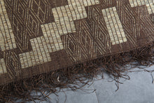 Extra Large Tuareg Rug 9.7 x 15 ft – Handwoven Geometric Desert Mat in Natural Reed and Leather