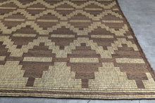 Extra Large Tuareg Rug 9.7 x 15 ft – Handwoven Geometric Desert Mat in Natural Reed and Leather