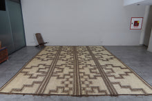 Extra Large Tuareg Rug 11.7 x 15 ft – Handwoven Beige Brown Geometric Tribal Mat