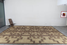 Extra Large Tuareg Rug 11.7 x 15 ft – Handwoven Beige Brown Geometric Tribal Mat