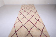 Moroccan beni ourain runner - Custom beige rug with diamond pattern