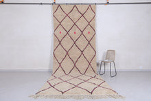 Moroccan beni ourain runner - Custom beige rug with diamond pattern