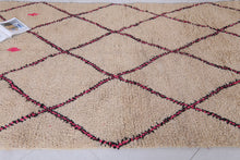 Moroccan beni ourain runner - Custom beige rug with diamond pattern