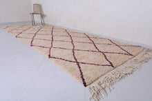 Moroccan beni ourain runner - Custom beige rug with diamond pattern