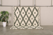 Custom Moroccan rug - Cream & deep green diamond pattern