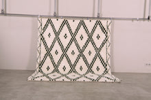 Custom Moroccan rug - Cream & deep green diamond pattern