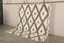 Custom Moroccan rug - Cream & deep green diamond pattern
