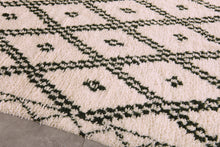 Custom Moroccan rug - Cream & deep green diamond pattern