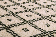 Custom Moroccan rug - Cream & deep green diamond pattern