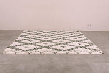 Custom Moroccan rug - Cream & deep green diamond pattern