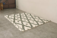 Custom Moroccan rug - Cream & deep green diamond pattern