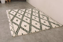 Custom Moroccan rug - Cream & deep green diamond pattern