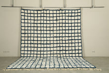 Moroccan checkered rug - Navy blue & cream - Custom size