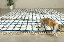 Moroccan checkered rug - Navy blue & cream - Custom size