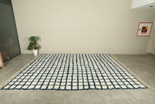 Moroccan checkered rug - Navy blue & cream - Custom size