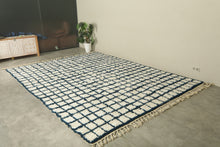 Moroccan checkered rug - Navy blue & cream - Custom size