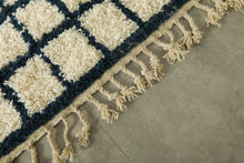 Moroccan checkered rug - Navy blue & cream - Custom size