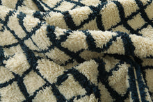 Moroccan checkered rug - Navy blue & cream - Custom size
