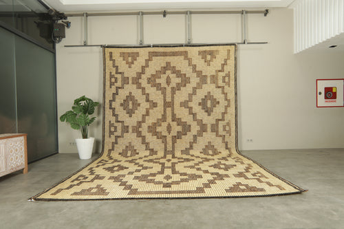 Tuareg mat rug - Handwoven tribal design - 10.2 ft X 16.5 ft