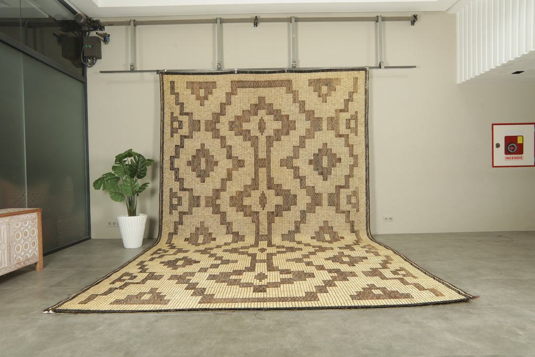 Tuareg mat rug - Handwoven tribal design - 10.2 ft X 16.5 ft