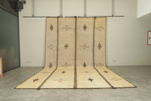 Minimalist tuareg rug - Beige with tribal brown motifs - 9.1 ft X 15 ft