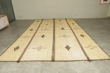 Minimalist tuareg rug - Beige with tribal brown motifs - 9.1 ft X 15 ft