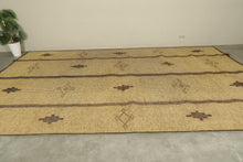 Minimalist tuareg rug - Beige with tribal brown motifs - 9.1 ft X 15 ft