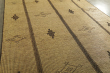 Minimalist tuareg rug - Beige with tribal brown motifs - 9.1 ft X 15 ft