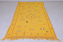 Kilim rug - Moroccan yellow flat woven rug - Handmade rug