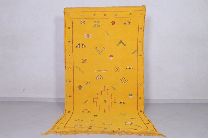 Kilim rug - Moroccan yellow flat woven rug - Handmade rug